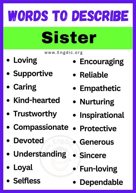 words that describe sisterhood.